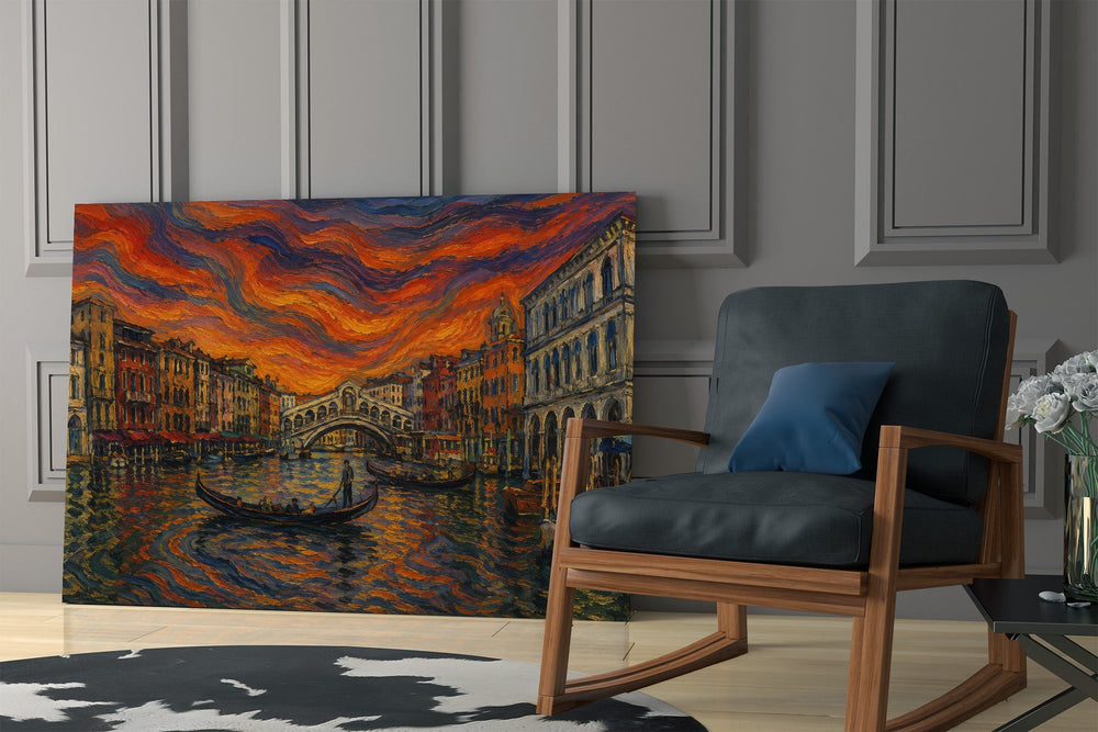 Venice Grand Canal Munch Style Glass Wall Art