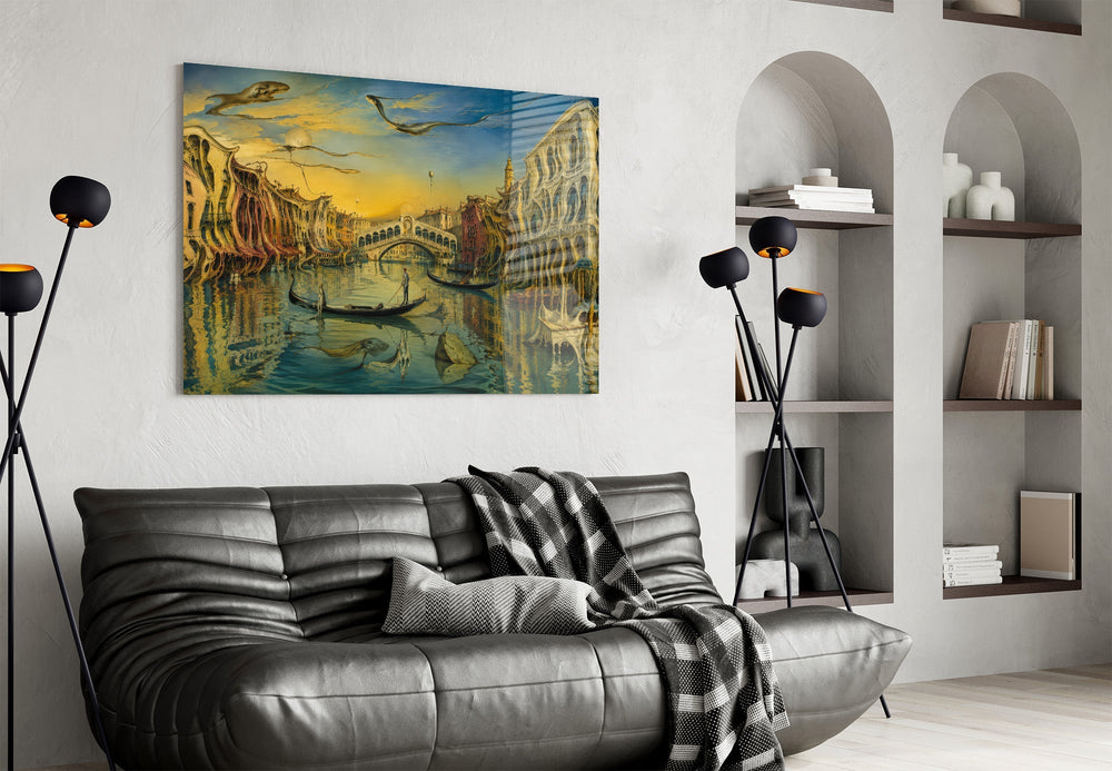 Venice Grand Canal Surrealist Style Glass Wall Art