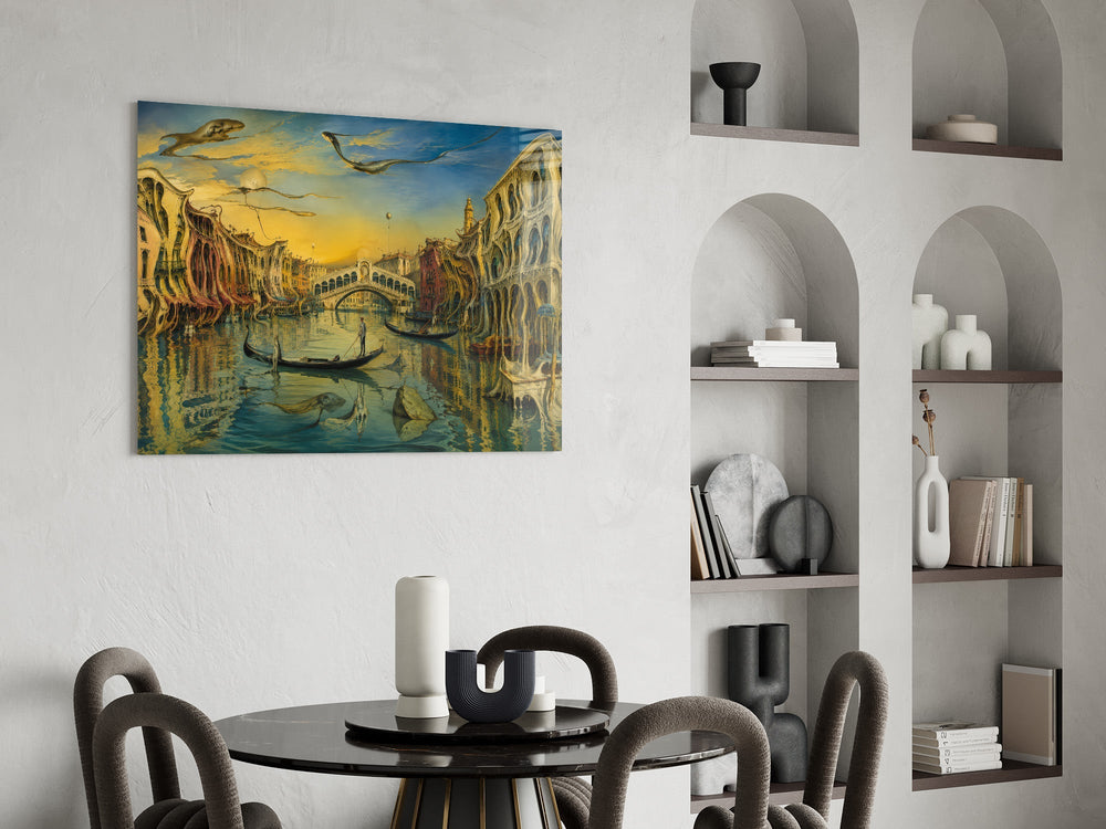 Venice Grand Canal Surrealist Style Glass Wall Art