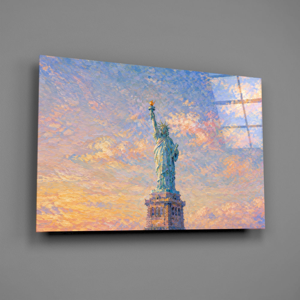 Statue of Liberty Monet Style Glass Wall Art