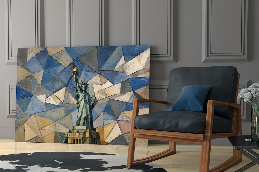 Statue of Liberty Cubist Style Glass Wall Art