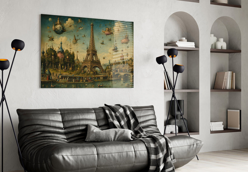 Eiffel Tower Bosch Style Glass Wall Art