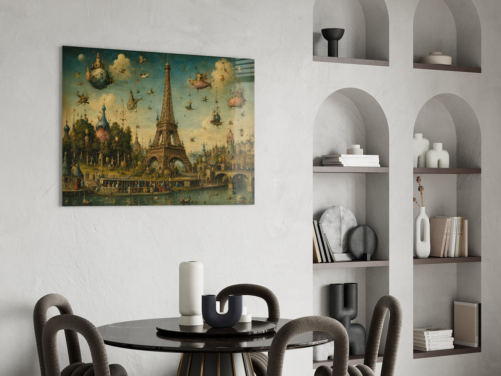 Eiffel Tower Bosch Style Glass Wall Art