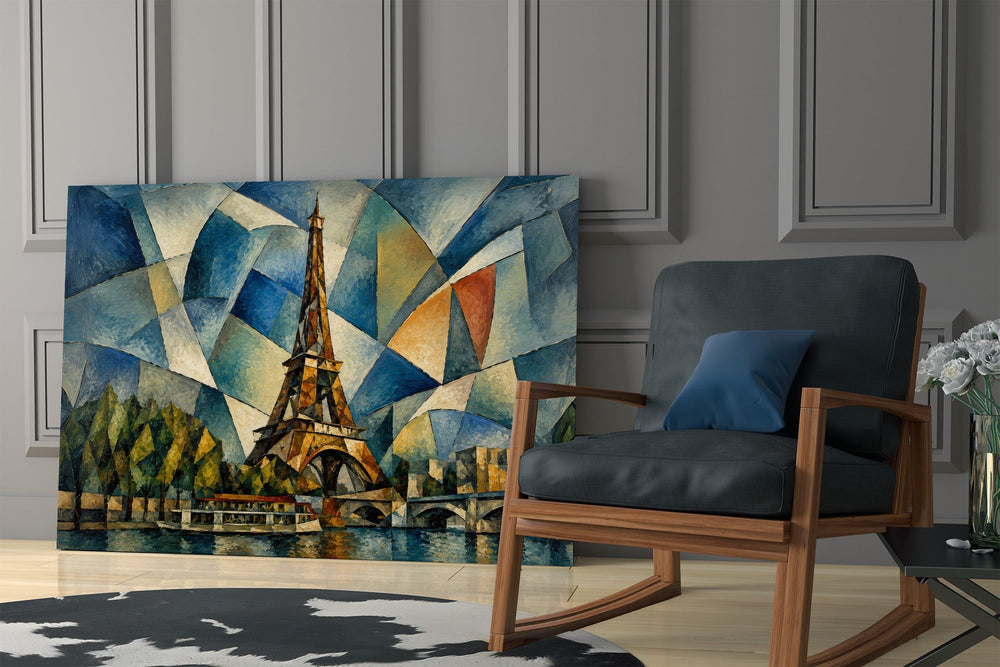 Eiffel Tower Cubist Style Glass Wall Art