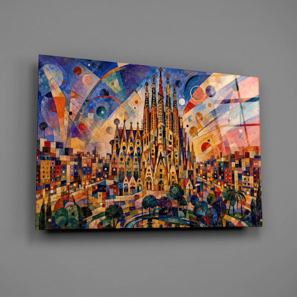 Sagrada Familia Kandinsky Style Glass Wall Art
