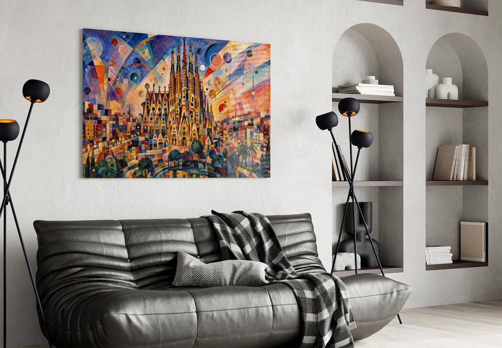 Sagrada Familia Kandinsky Style Glass Wall Art