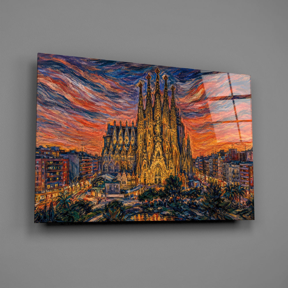 Sagrada Familia Munch Style Glass Wall Art