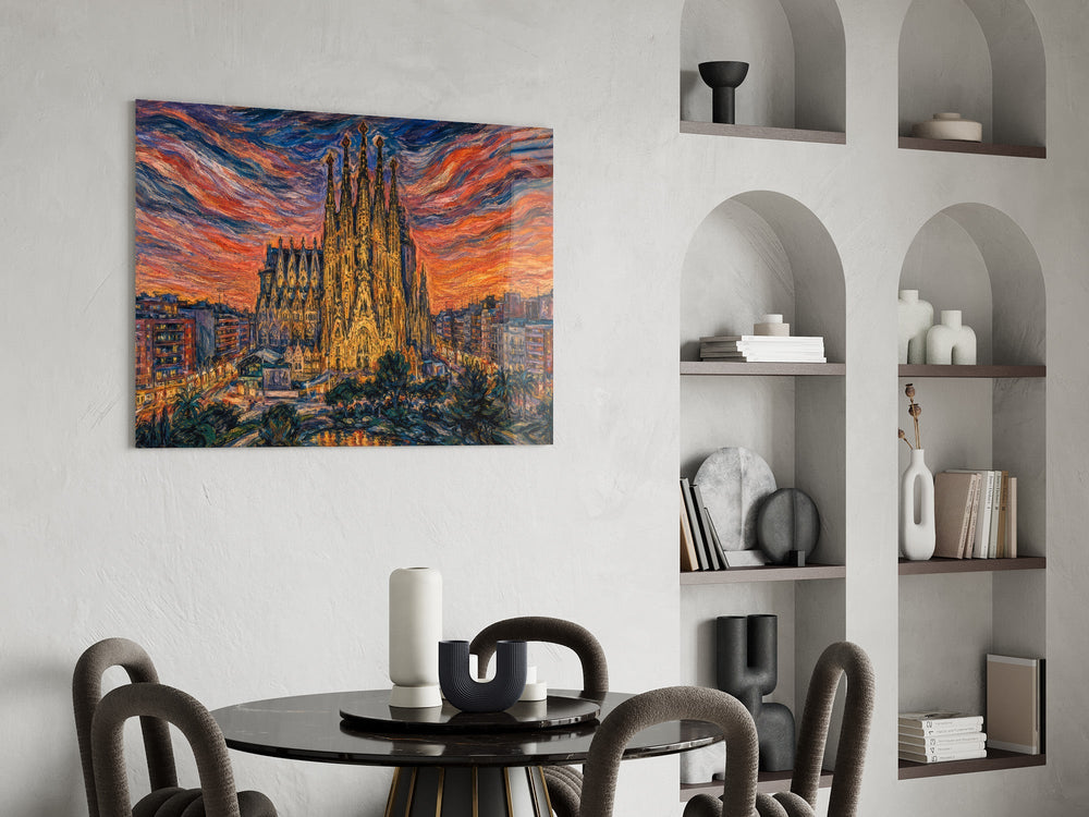 Sagrada Familia Munch Style Glass Wall Art