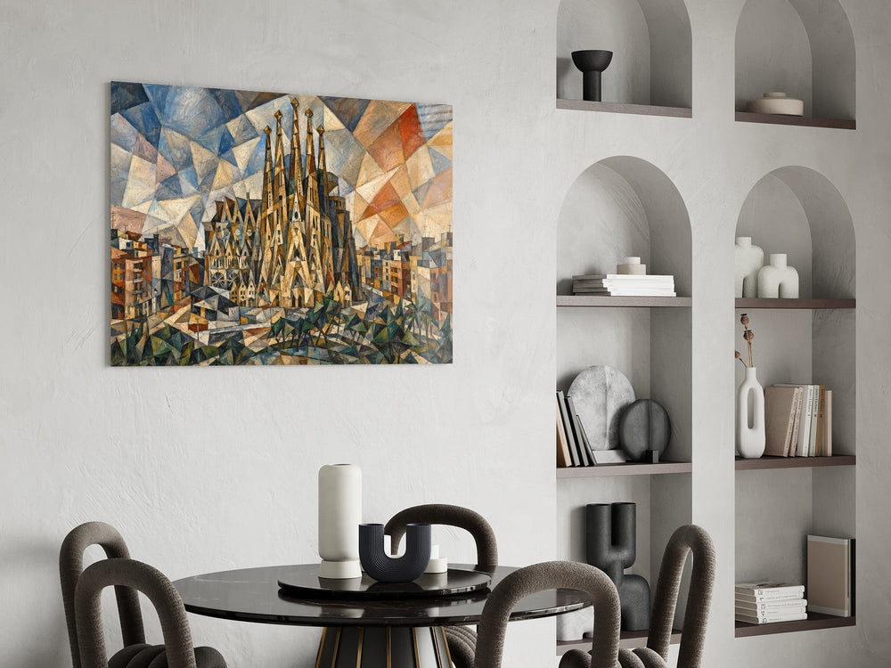 Sagrada Familia Cubist Style Glass Wall Art