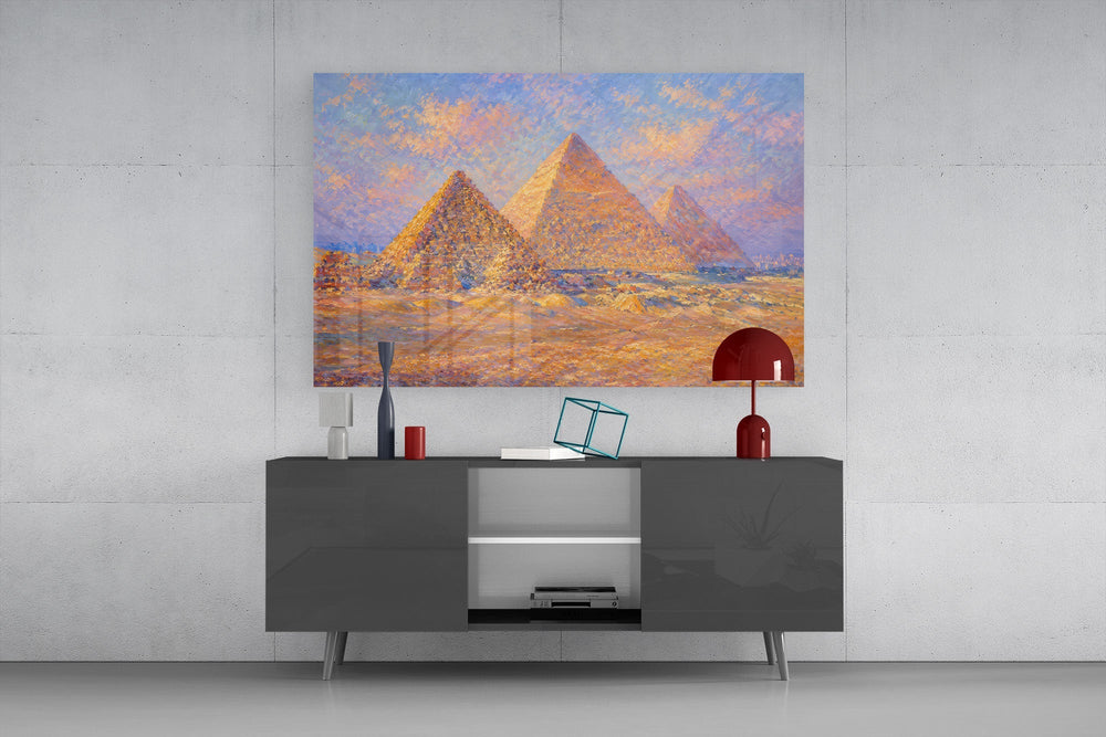 Pyramids of Giza Monet Style Glass Wall Art