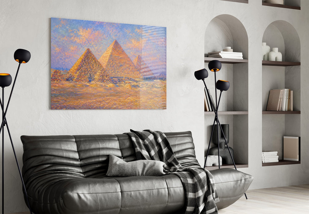 Pyramids of Giza Monet Style Glass Wall Art