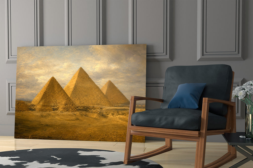 Pyramids of Giza Da Vinci Style Glass Wall Art