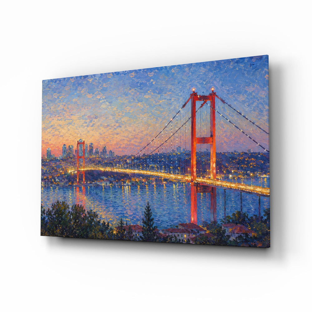Istanbul Bosphorus Bridge Monet Style Glass Wall Art