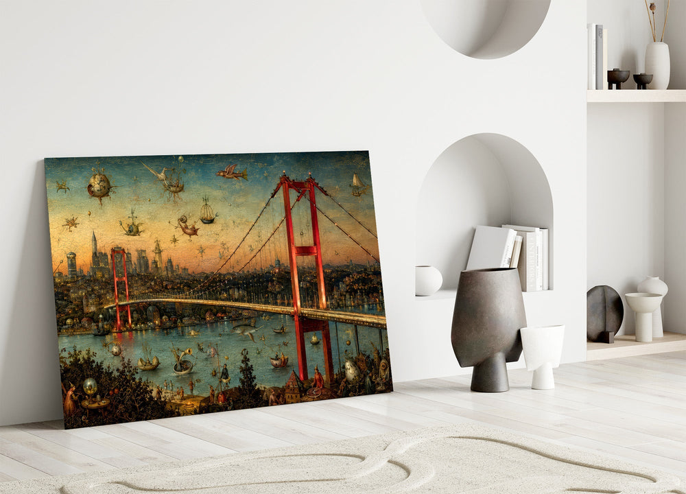 Istanbul Bosphorus Bridge Bosch Style Glass Wall Art