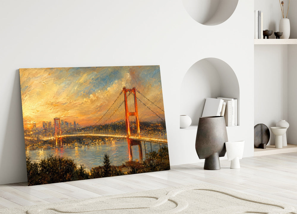 Istanbul Bosphorus Bridge Turner Style Glass Wall Art