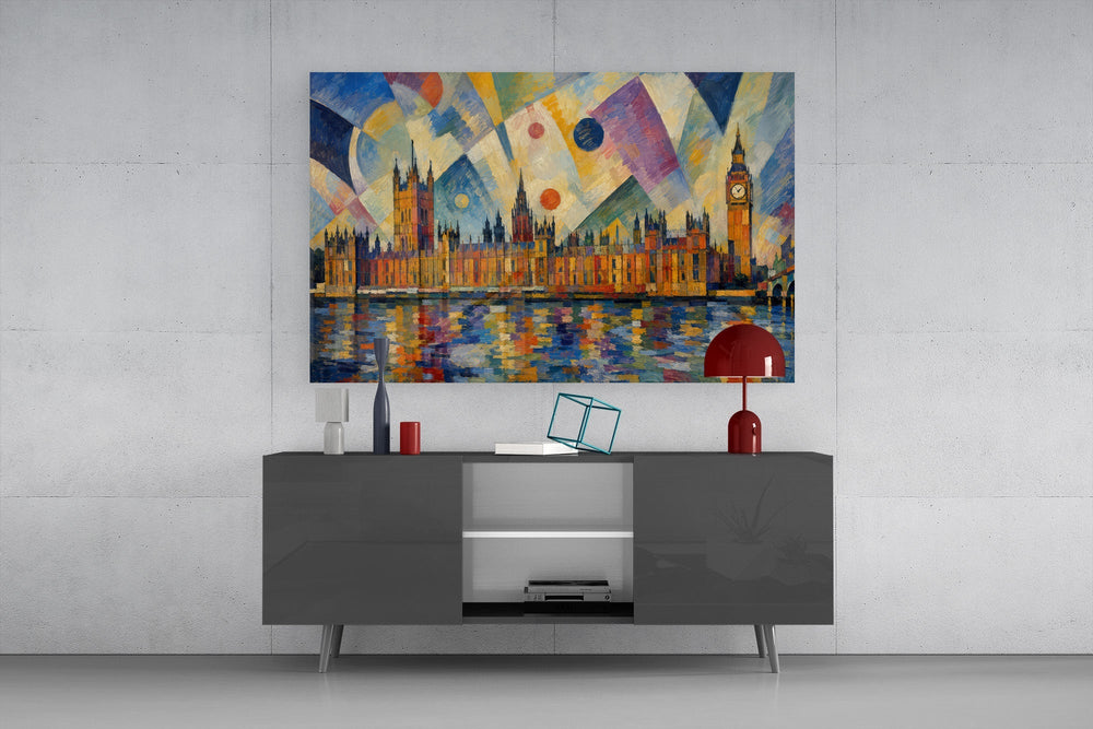 Big Ben Westminster Kandinsky Style Glass Wall Art