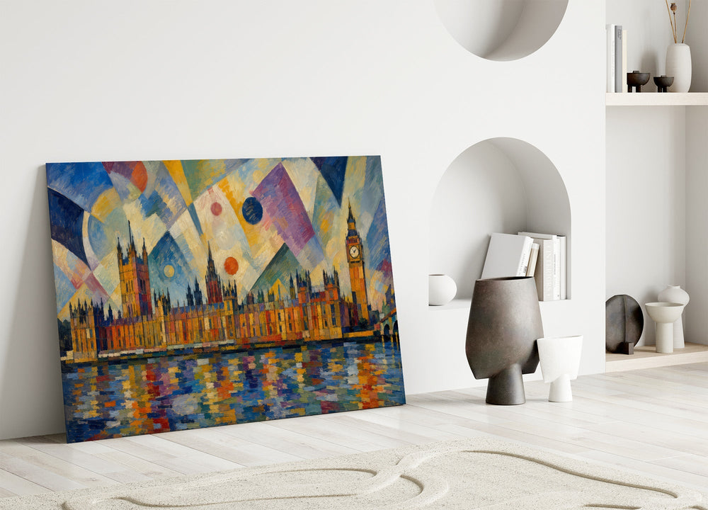 Big Ben Westminster Kandinsky Style Glass Wall Art