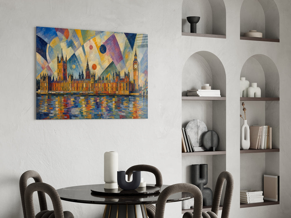 Big Ben Westminster Kandinsky Style Glass Wall Art