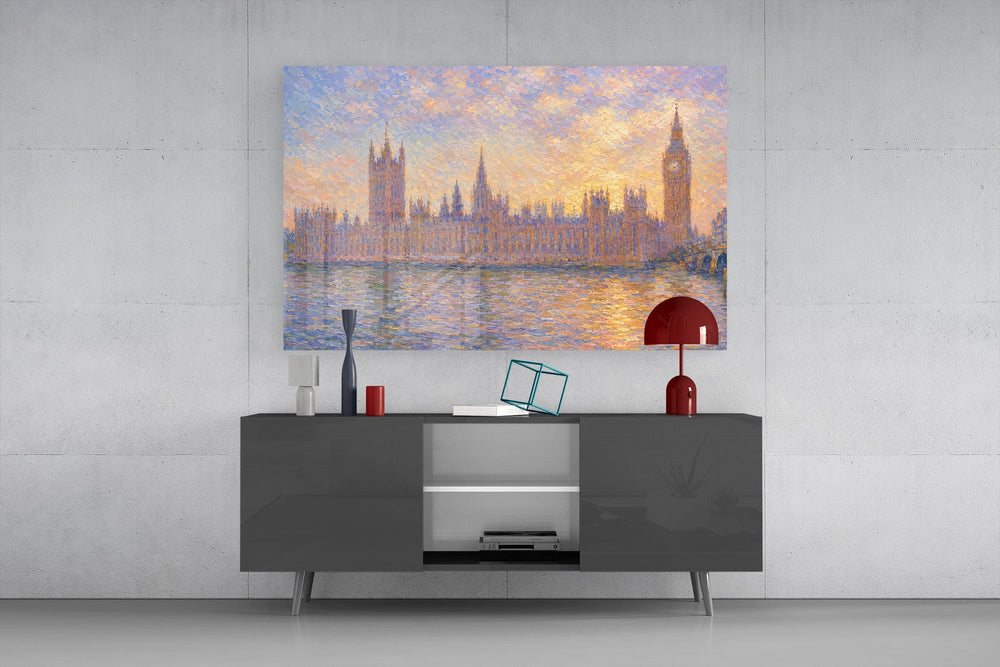 Big Ben Westminster Monet Style Glass Wall Art