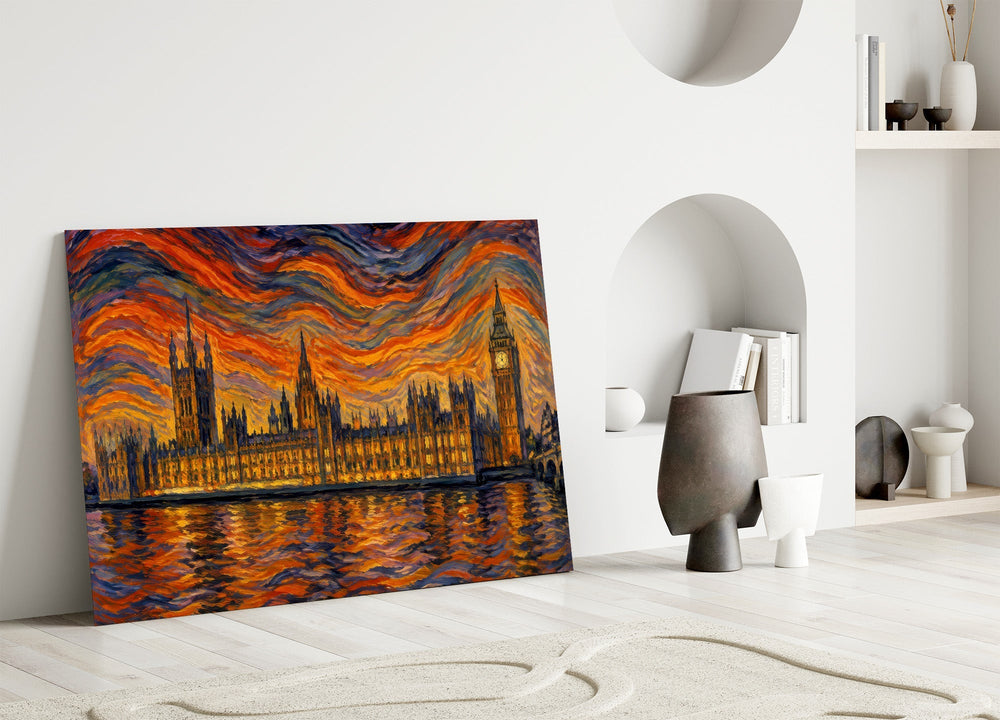 Big Ben Westminster Munch Style Glass Wall Art
