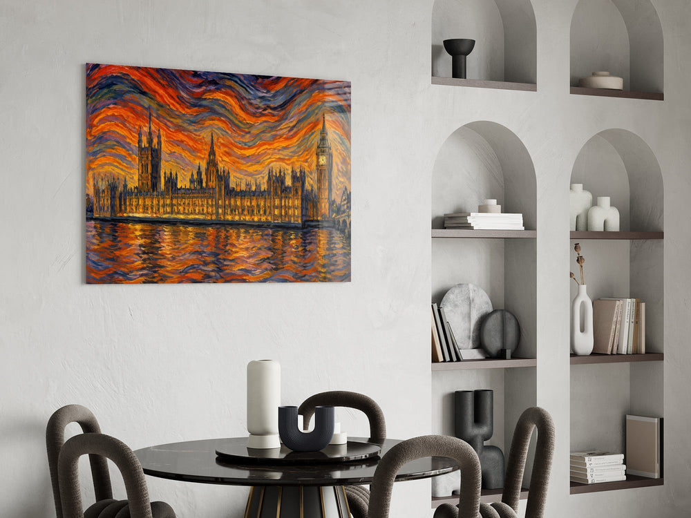 Big Ben Westminster Munch Style Glass Wall Art