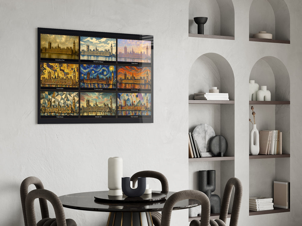 Big Ben Westminster Nine Painting Styles Collage Glass Wall Art