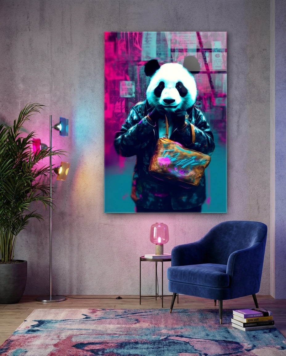Alışverişçi Panda Cam Tablo || Tasarımcı Koleksiyonu