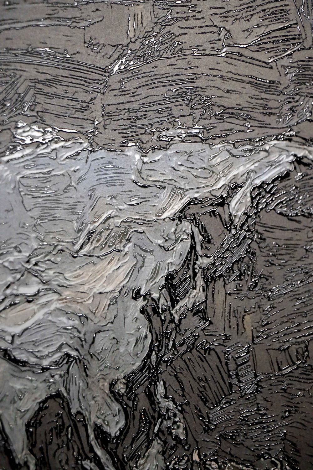 Titanium Terra Impasto — 3D Kabartmalı Premium Duvar Sanatı