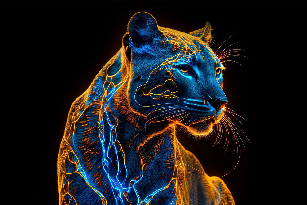 Neon Panther Pulse — 3D Kabartmalı Premium Duvar Sanatı