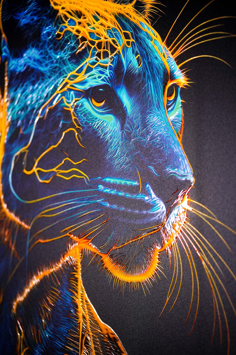 Neon Panther Pulse — 3D Kabartmalı Premium Duvar Sanatı