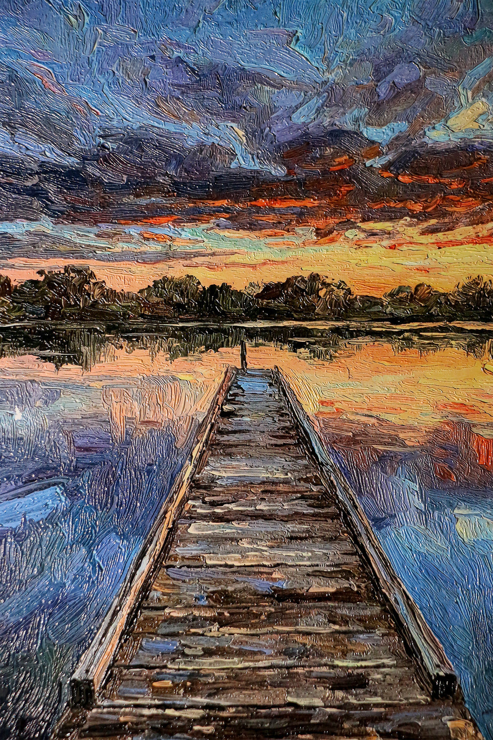 Twilight Pier Reflections — 3D Kabartmalı Premium Duvar Sanatı