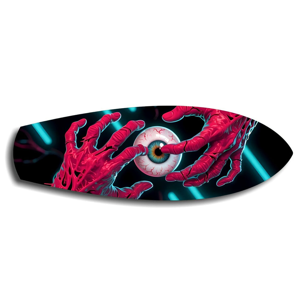 Sürreal Göz ve Eller Neon Cam Tablo.