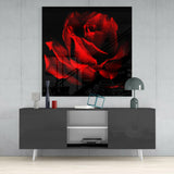 Kırmızı Gül Cam Tablo.