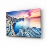 Kırmızı Gün Batımı Cam Tablo