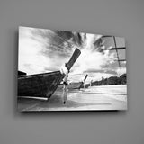 Sahildeki Tekneler Cam Tablo