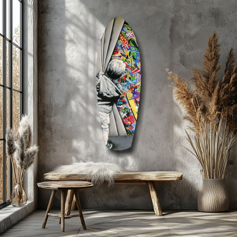 Sokak Sanatı Perde Açılış Pop Art Cam Tablo.