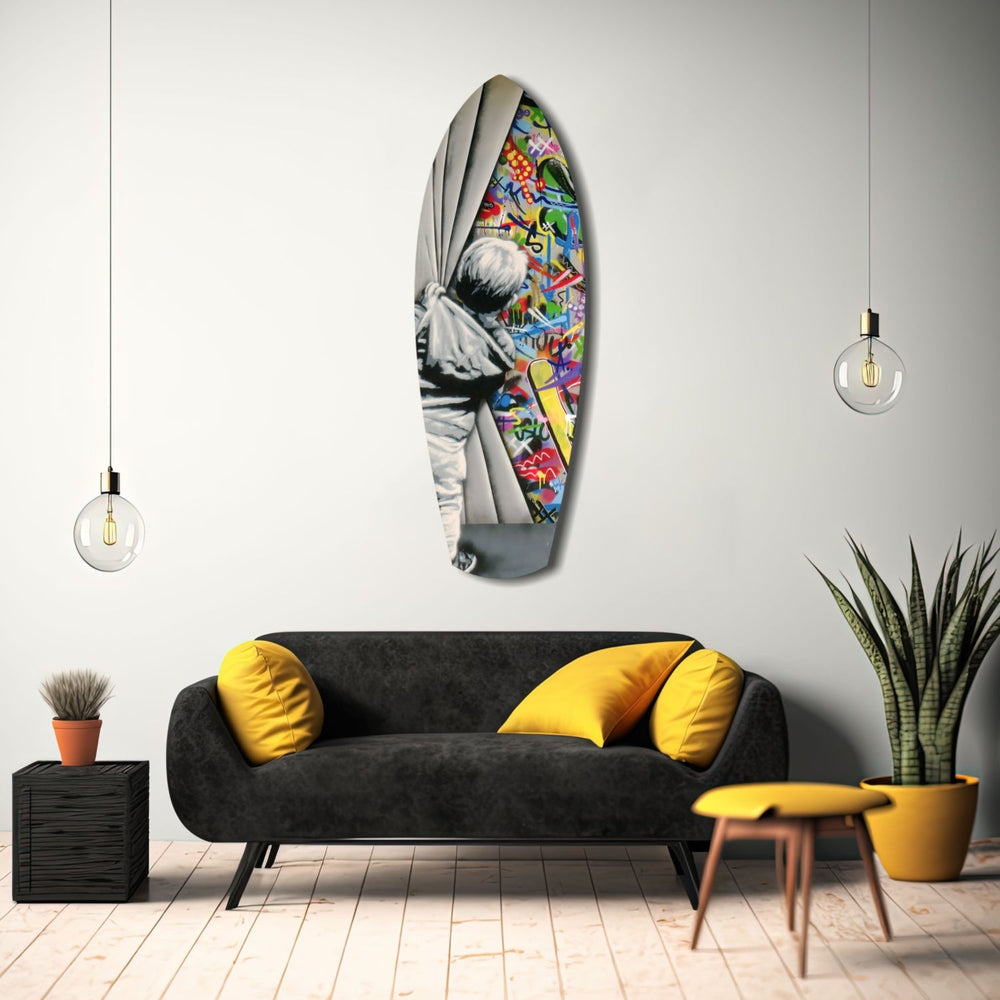 Sokak Sanatı Perde Açılış Pop Art Cam Tablo.