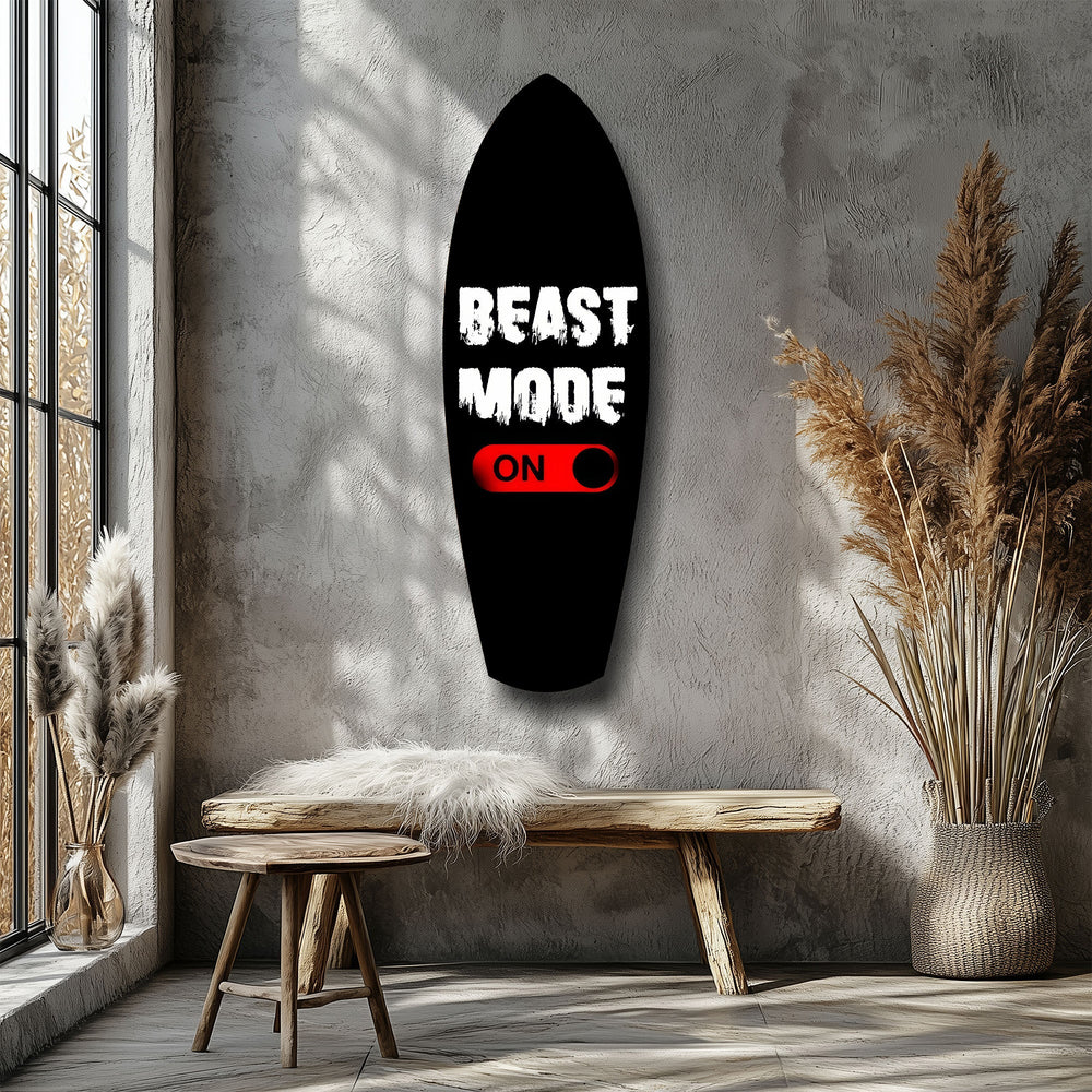 Beast Mode On Anahtar Motivasyon Cam Tablo.