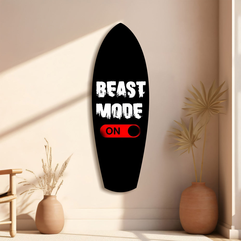 Beast Mode On Anahtar Motivasyon Cam Tablo.