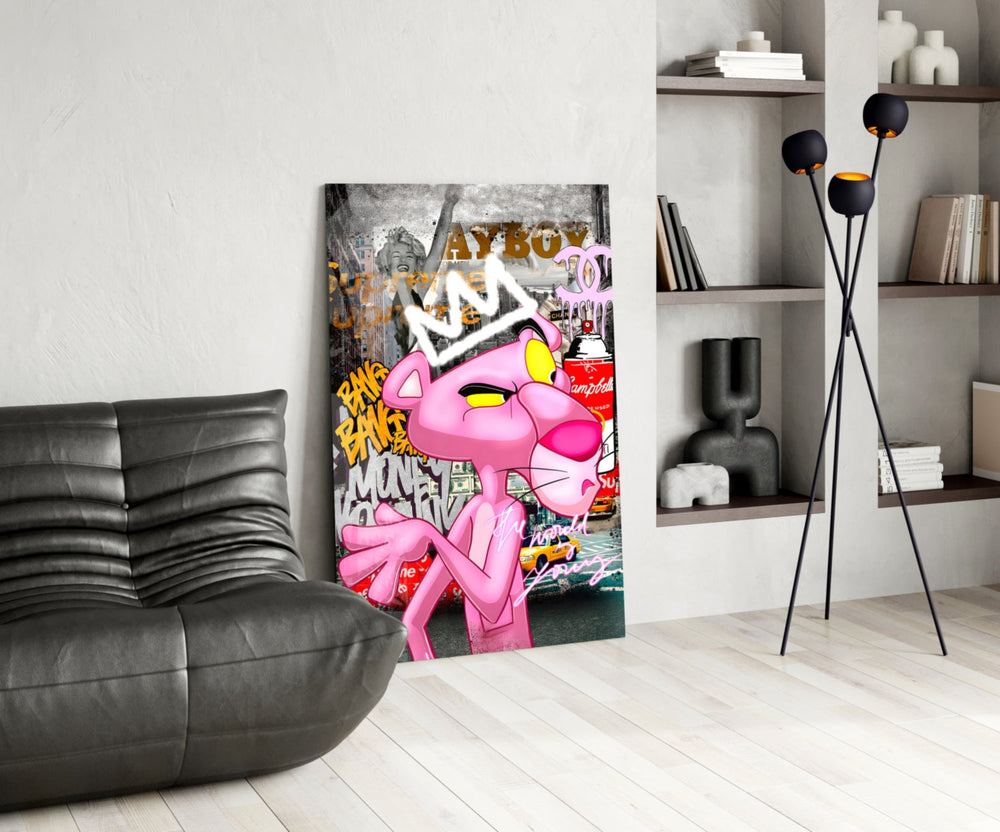 Pembe Kedi Dedektif Cam Tablo || Tasarımcı Koleksiyonu