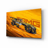 AMG's Fire Yellow Speed Glass Wall Art || Designer Collection