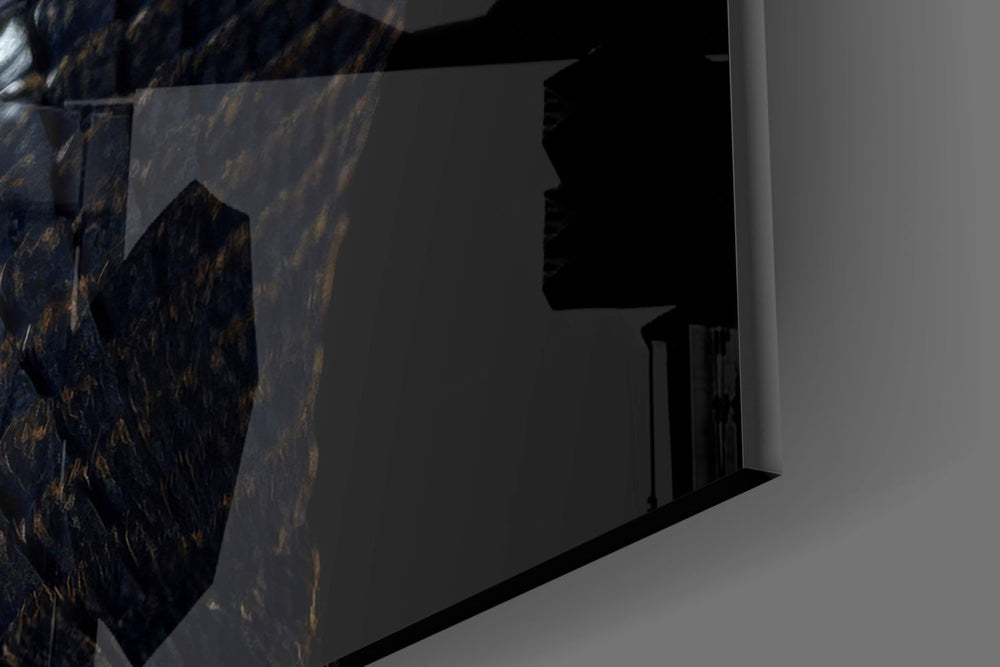 Golden-Eyed Black Snake Glass Wall Art || Designer Collection