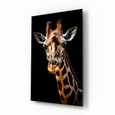 The Gentle Look of a Giraffe Glass Wall Art || Designer Collection