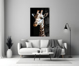 Light Colored Giraffe Portrait Glass Wall Art || Designer Collection