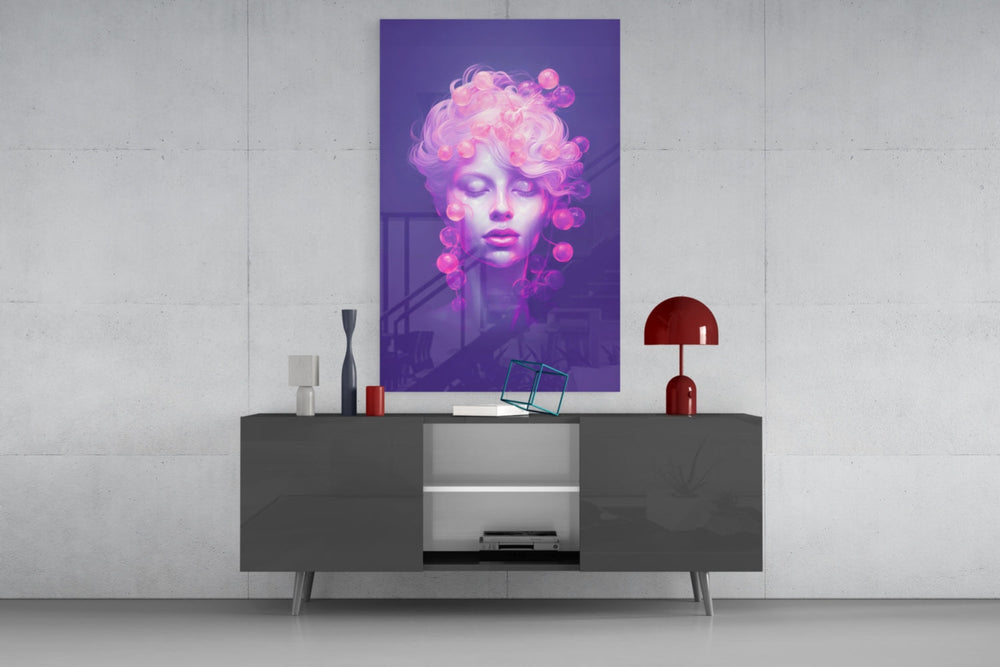 Pink Bubbles Glass Wall Art || Designer Collection