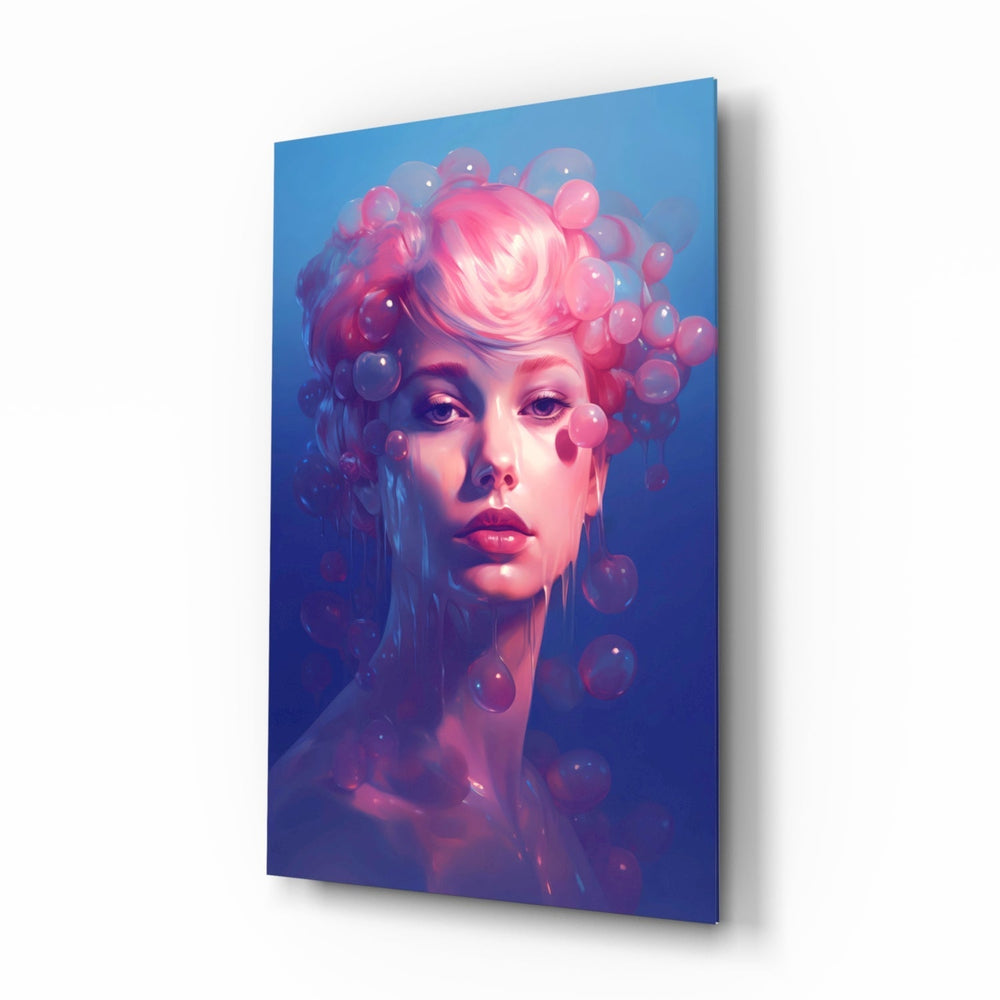 Pink Bubbles Glass Wall Art || Designer Collection