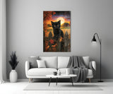 Autumn Cat Glass Wall Art || Designer Collection