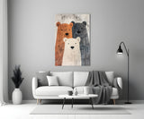 Bear Family Glass Wall Art || Designer Collection
