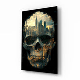 City Skull Glass Wall Art || Designer Collection