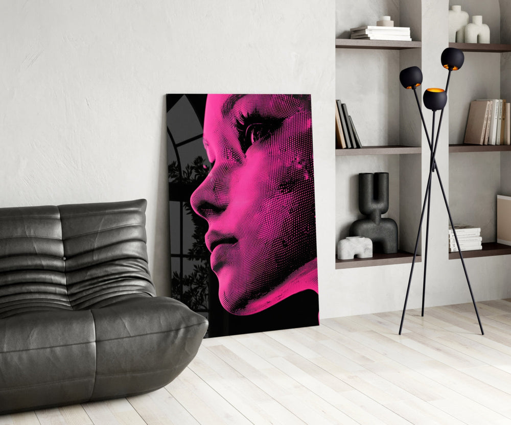 Pink with Dots Glass Wall Art || Designer Collection